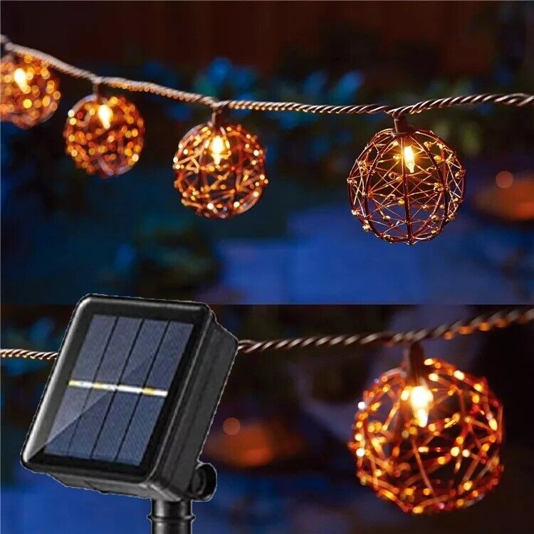 Catenaria Solare Luminosa 10 Lampadine Catena 3,8mt Luci Esterno Addobbi Natale