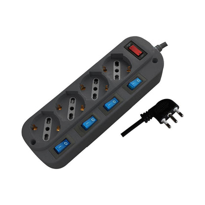 Multipresa 4 Prese 16A con Cavo 1.5m e Interruttori | V-TAC Nera