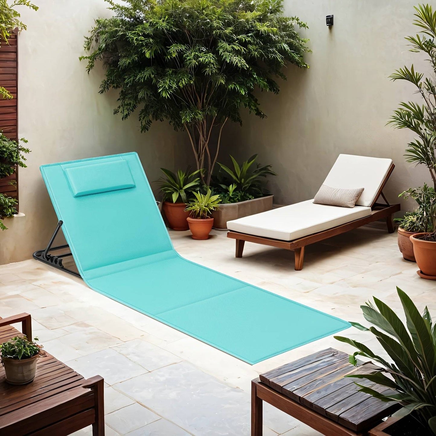 SONGMICS Klappliege Strandliege Liegestuhl 158x55cm Leicht Tragbar Camping Garten Pool
