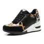 Women's sporty heeled sneakers, women's stretchy rubber sports shoes