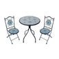 Set of 2 Chairs and Round Dionisio Table Ø 60 | Ceramic Material | White and Light Blue Color