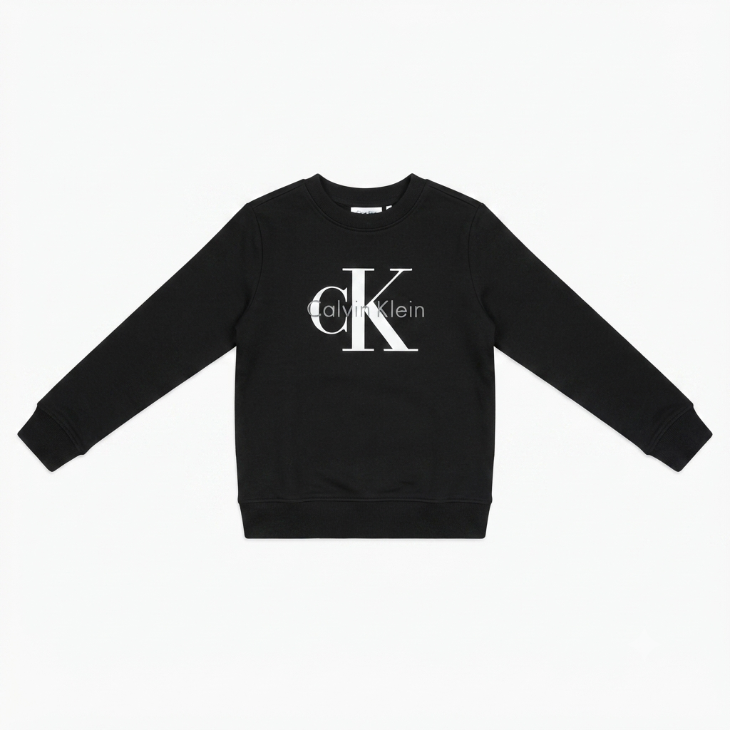 Calvin Klein felpa girocollo junior CK Monologo LV1CKTJB07 BEH nera