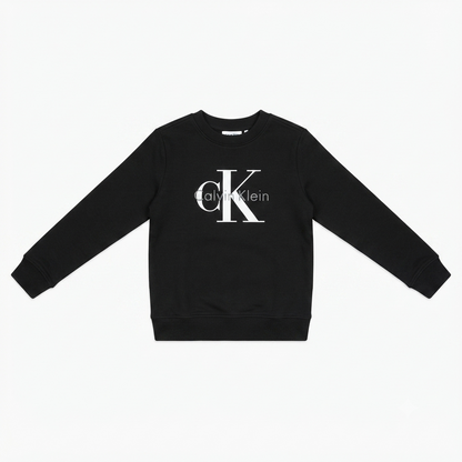 Calvin Klein felpa girocollo junior CK Monologo LV1CKTJB07 BEH nera