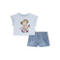 LEVI'S KIDS GIRLS' T-SHIRT AND SHORTS SET 1EP561-UHG Celeste