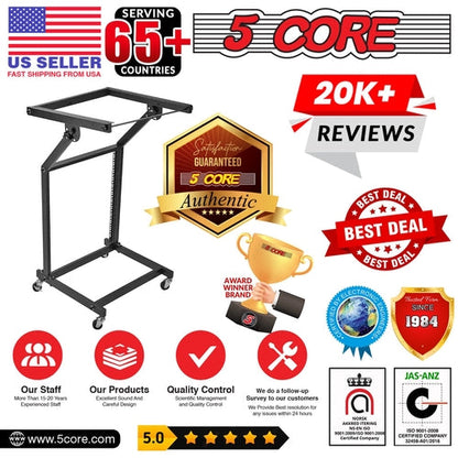Supporto rack DJ 5Core 16U regolabile con ruote