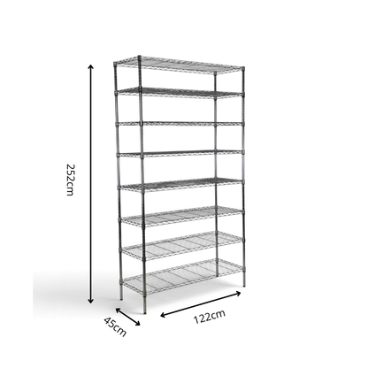 Scaffale Metallika H 252cm  – 8 Ripiani 122×45 cm