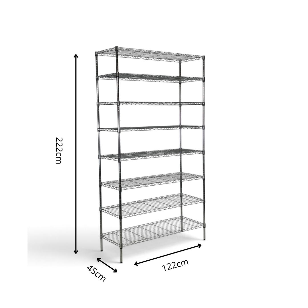 Scaffale Metallika H 222cm  – 8 Ripiani 122×45 cm
