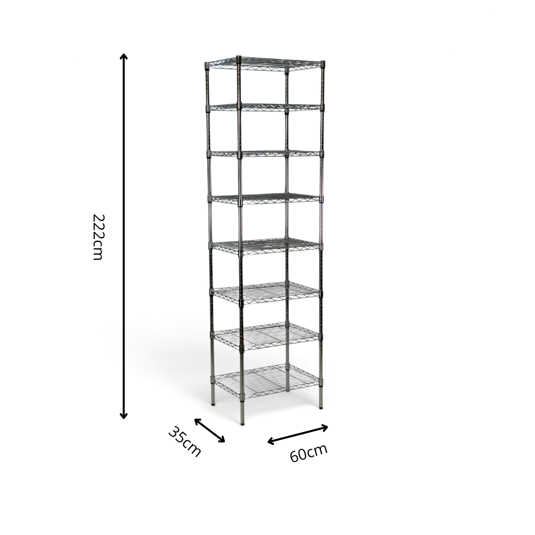 Scaffale Metallika H 222cm  – 8 Ripiani 60×35 cm