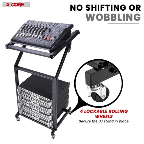 Supporto rack DJ 5Core 9U regolabile con ruote