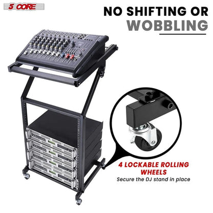 Supporto rack DJ 5Core 9U regolabile con ruote
