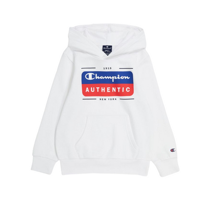 Champion felpa con cappuccio in felpina leggera con logo sul petto Legacy 306512 WW001 bianco