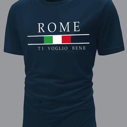 ROME Maglietta Stampata Da Uomo Per L'estate All'aperto, Eleganti Top A Girocollo Da Uomo, Regalo Per Uomini