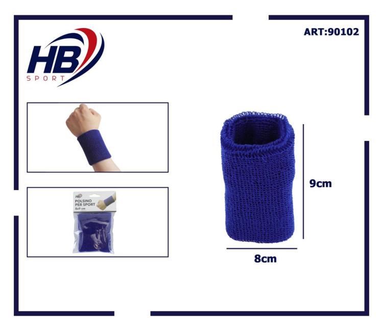 Polsino Tergisudore Elastico Polsiera In Spugna Cotone Per Tennis/Sport/Gym Blu