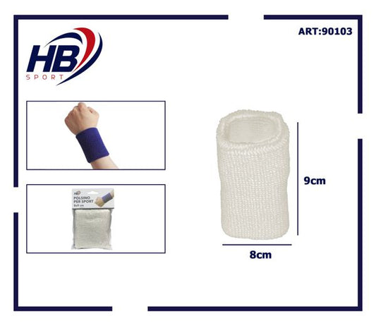Elastisches Schweißband aus Baumwolle für Tennis/Sport/Fitness Weiß