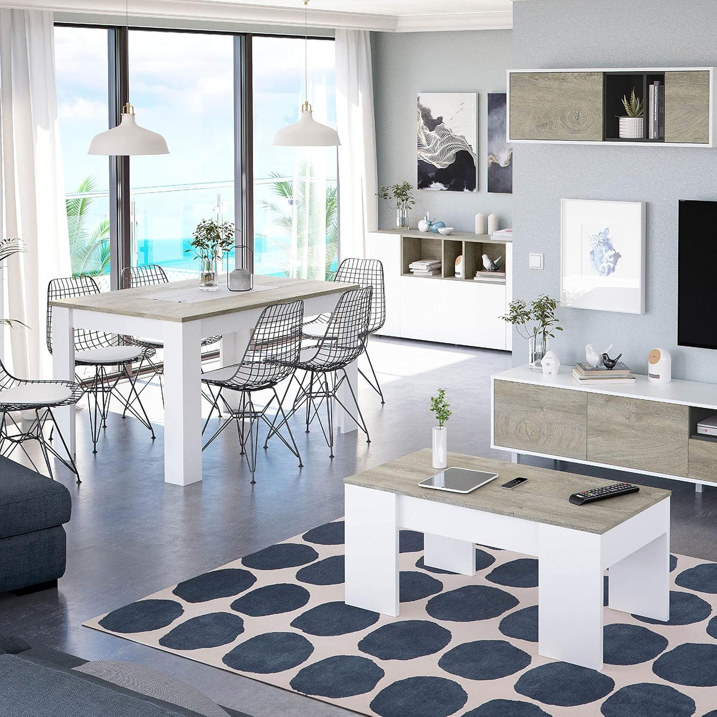Credenza nordica Loira in rovere Alaska e bianco – Moderna e funzionale