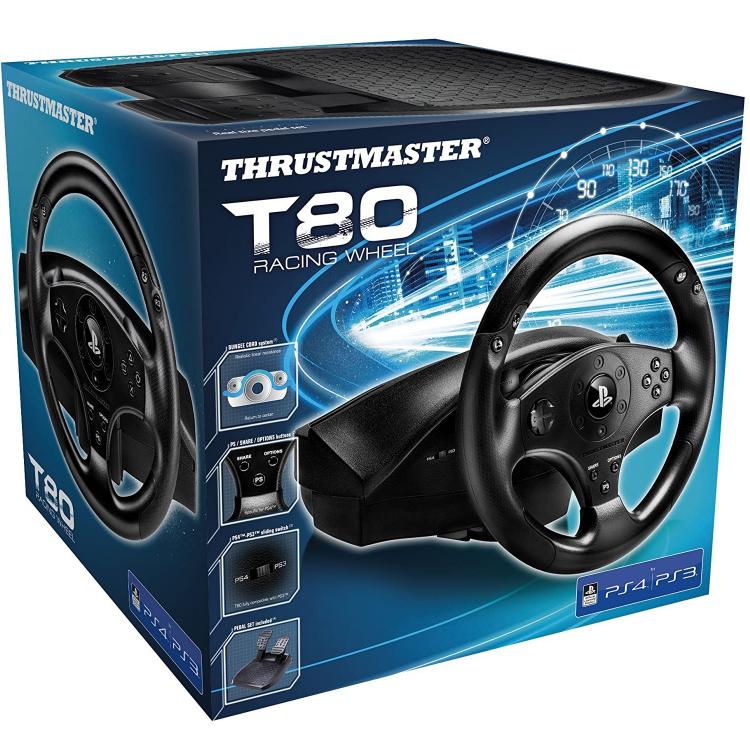 Thrustmaster T80 Lenkrad und Pedale Rennlenkrad Pedalset PS4 PS3 PC USB