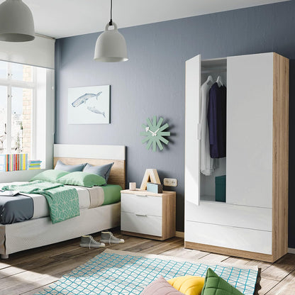 Armadio 2 ante e 2 cassetti bianco artik e rovere Canadian 81x52x180h