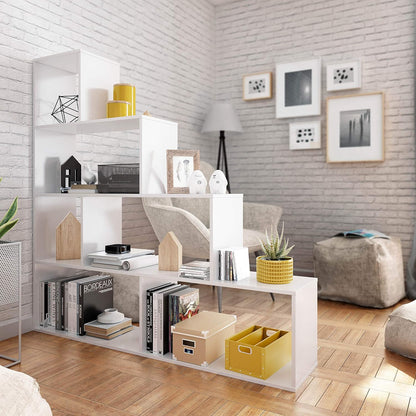 Libreria bianca lucida 145x29x145 cm - Moderna con 6 vani capienti