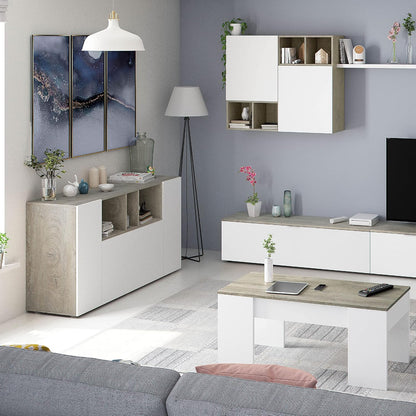 Credenza nordica Loira in rovere Alaska e bianco – Moderna e funzionale
