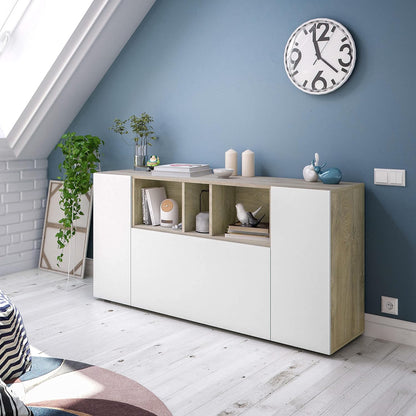 Credenza nordica Loira in rovere Alaska e bianco – Moderna e funzionale