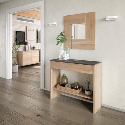 Mobile Ingresso con Cassetto e Specchio Oxys Rovere e Ossido