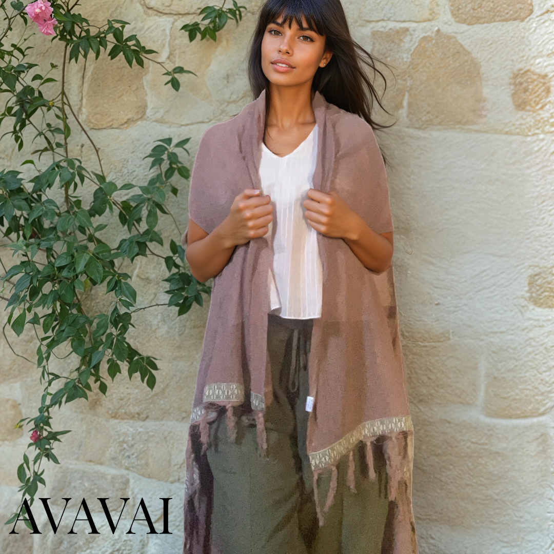 Kaftan mit Gürtel aus natürlicher Rohbaumwolle 🌱 Altrosa