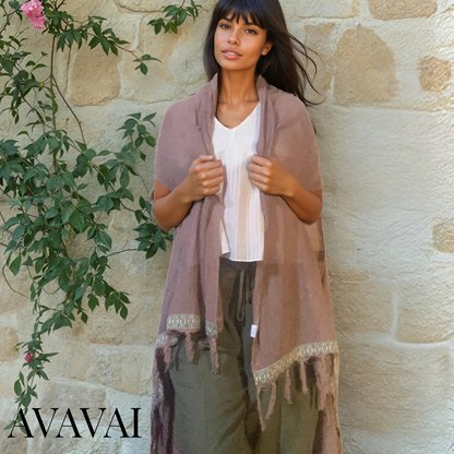 Kaftan mit Gürtel aus natürlicher Rohbaumwolle 🌱 Altrosa