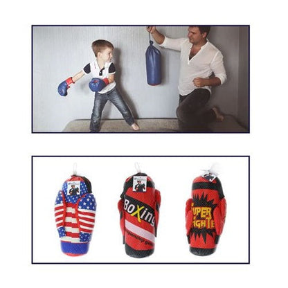 Boxhandschuhe + Boxsack Set 32cm für Kinder Spiel Training Boxer Kickboxen