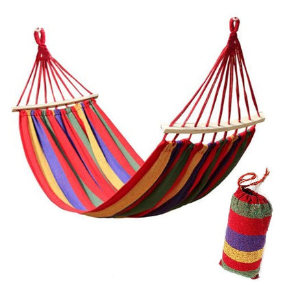KLASSISCHE EINZELHÄNGEMATTE BAUMWOLLSTOFF HOLZRAHMEN 80X200 GARTEN CAMPING R