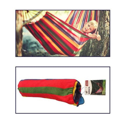 KLASSISCHE EINZELHÄNGEMATTE BAUMWOLLSTOFF HOLZRAHMEN 80X200 GARTEN CAMPING R