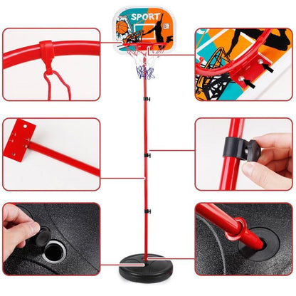 Set Canestro Basket Cerchio Rete + Palla Con Base Tabellone Gioco Bambini |120Cm