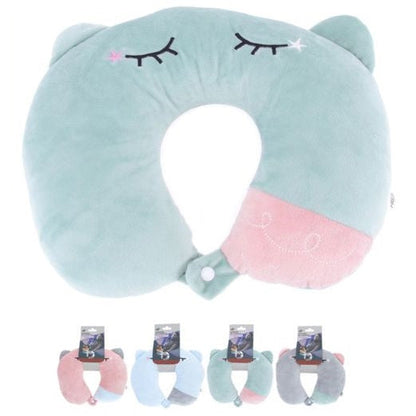 Cuscino Da Viaggio Collo Cervicale In Tessuto Memory Foam Relax Auto Treno Aereo 94973