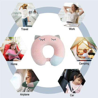 Cuscino Da Viaggio Collo Cervicale In Tessuto Memory Foam Relax Auto Treno Aereo 94973