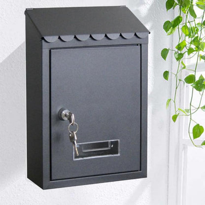 BRIEFKASTEN WANDMONTAGE MIT ABDECKUNG NAMENSSCHILD | SCHWARZ