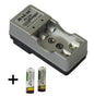 BATTERY CHARGER + 2 RECHARGEABLE BATTERIES 220 VOLT CHARGER FOR AA AC 220V HOME USE