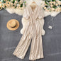 Women's Summer Jumpsuit, V-Neck, Slim High Waist, Wide Leg Jumpsuit