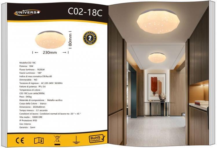 LED-Deckenleuchte 18W Diamant Sternenhimmel-Effekt | Warmweißes Licht 3000K