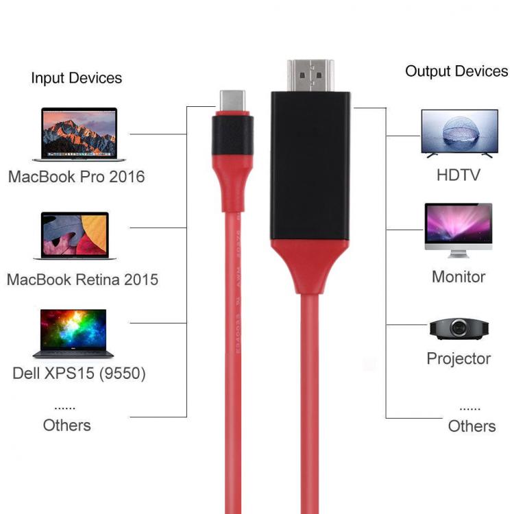USB-C zu HDMI HDTV Adapterkabel zum Verbinden von Galaxy S8 Note 8 - MacBook mit dem Fernseher