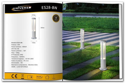 Gartenleuchte Lampe 12W LED Boden Außen Laterne Naturweiß ES28