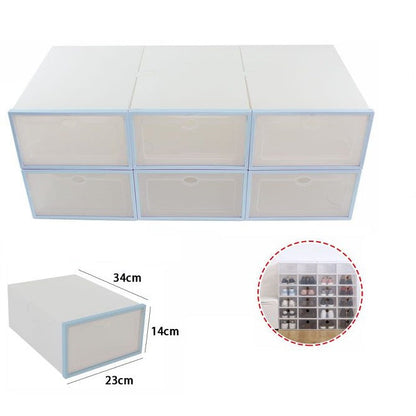 Organizer Schuhaufbewahrung 6 Fächer Box Behälter Schuhregal Platzsparend Blau