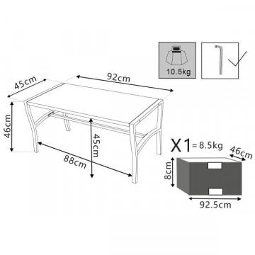 Tavolino metallo verniciato antracite 92x45x45 cm struttura acciaio