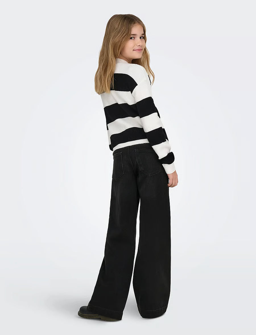 Only KOGCOMET Wide Leg Fit Jeans 15264770 – Jeans Ragazza Nero Gamba Larga 6-14 Anni