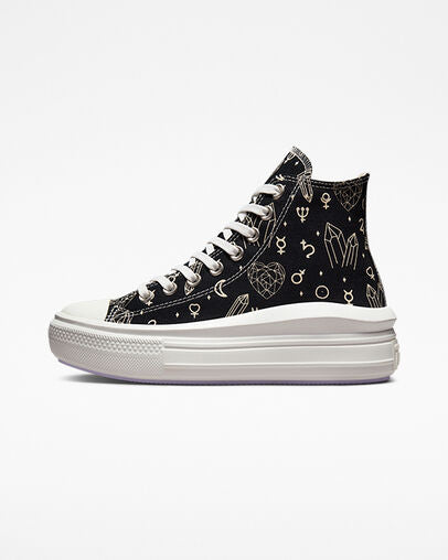 Converse sneakers alta con zeppa da donna Chuck Taylor All Star Move Platform Mystic Crystals A03725C black-natural ivory