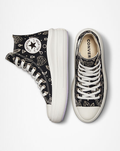 Converse sneakers alta con zeppa da donna Chuck Taylor All Star Move Platform Mystic Crystals A03725C black-natural ivory
