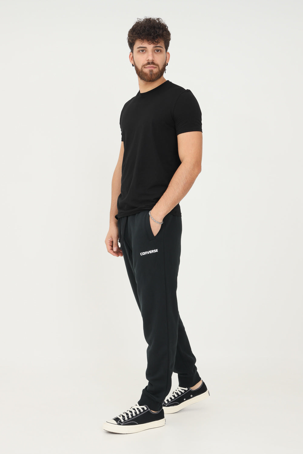 Converse Pantalone sportivo da uomo Regular Rib All Star 10023306-A02 nero