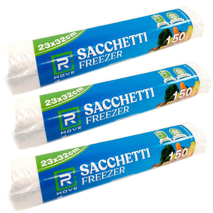 3 Rotoli Da 95 Buste Sacchetti 23x32 Sacchi Freezer Alimenti Congelatore Frigo