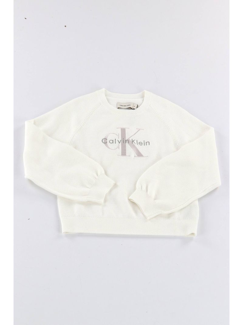 Calvin Klein Junior Maglioncino Monologo Fashion On LVCKTJF06GT Bianco