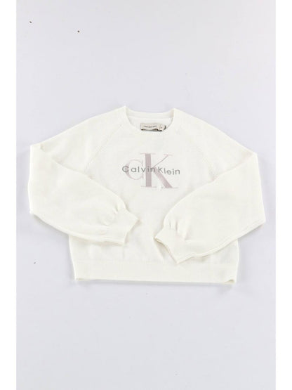 Calvin Klein Junior Maglioncino Monologo Fashion On LVCKTJF06GT Bianco