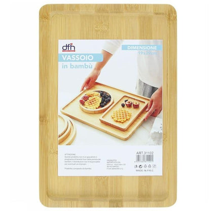Serviertablett aus Bambusholz für Frühstück im Bett, Kaffee, Schneidebrett 19x29cm