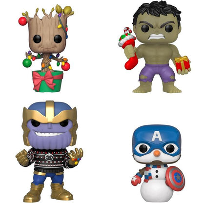 Funko Pop! Marvel: Holidays (4er Pack) Hulk, Groot, Captain America Schneemann Thanos